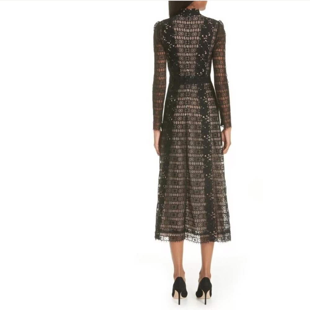 GIAMBATTISTA VALLI Black Floral Lace Midi Dress 10 - Picture 3 of 8
